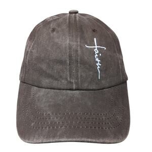 Faith Slideback Hat Brown One Size Adjustable Solid 6 Panel Vent Holes